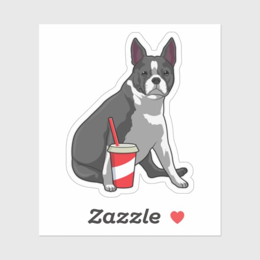 Boston Terrier with Drink シール (シート)