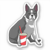 Boston Terrier with Drink シール (正面)