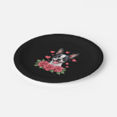 Boston Terrier with Red Roses Hearts Valentine�s D ペーパープレート (アングル)