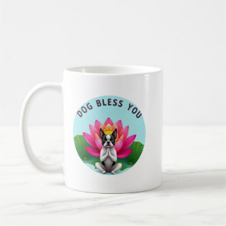 Boston Terrier Yoga Meditating Dog Bless You Zen  コーヒーマグカップ