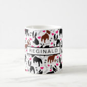 Boston Terriers and Hearts Cute Custom Name コーヒーマグカップ (中央)
