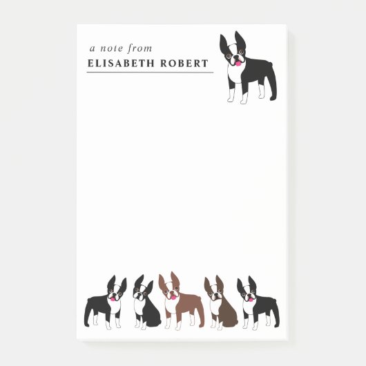 Boston Terriers Black and White and Red Brown Post ポストイット (正面)