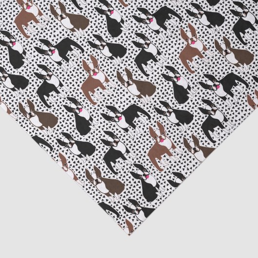 Boston Terriers Cute Puppy Dog Pattern 薄葉紙 (詳細)