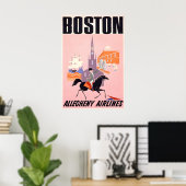 Boston Travel Poster - Allegheny Airlines ポスター (ホームオフィス)