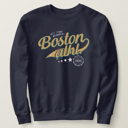 Boston Varsity College Style Arched Text  スウェットシャツ (デザイン正面)