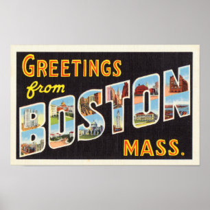 Boston Vintage Travel Postcard Restored ポスター