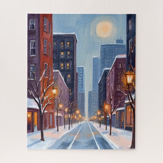 Boston Winter | Massachusetts City Watercolor ジグソーパズル (縦)