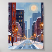 Boston Winter | Massachusetts City Watercolor ポスター (正面)