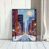 Boston Winter | Massachusetts City Watercolor ポスター