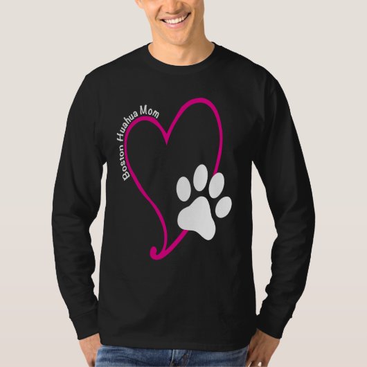 BostonHuahua Mom Heart and Print Tシャツ (正面)