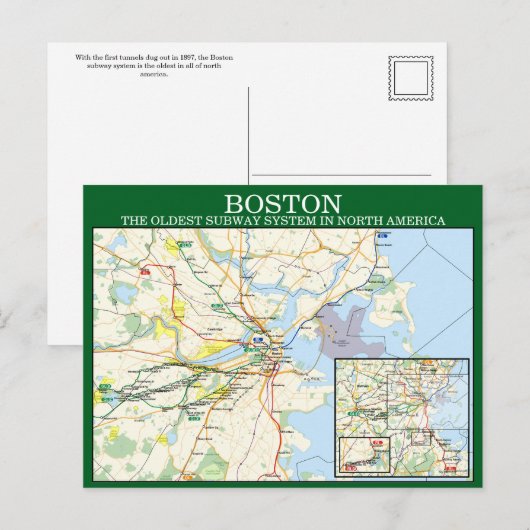 Bostons MTA Subway Mapはがき ポストカード (正面/裏面)