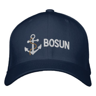 BOSUN ヨット刺繍キャップ ブルー 刺繍入りキャップ