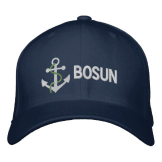 BOSUN ヨット刺繍キャップ 青 刺繍入りキャップ