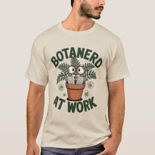 Botanerd at Work Green おもしろい Plantおたく漫画 Tシャツ