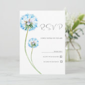 Botanic blue lilac green dandelion floral RSVP 招待状 (スタンド正面)