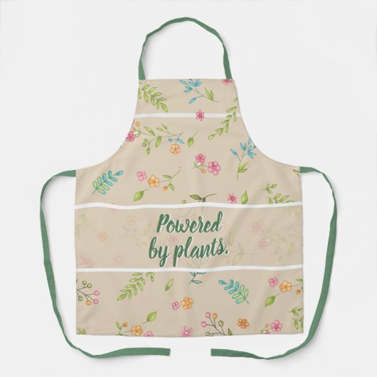 Botanic Flower Garden & Kitchen Apron with Quote エプロン (正面)