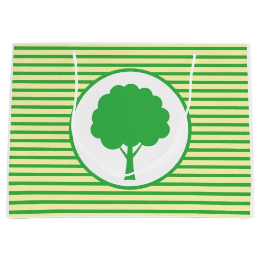 Botanic Green Tree Stripes Gift Bag ラージペーパーバッグ (正面)