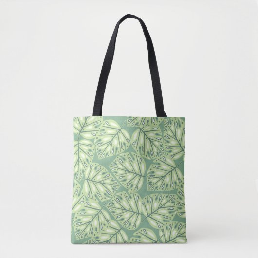 Botanic jungle seamless pattern in pastel green co トートバッグ (正面)