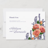 Botanic lavender peach rose flowers Thank You  招待状 (正面)