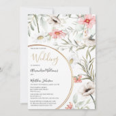 Botanic pink mint gold geometric floral Wedding  招待状 (正面)