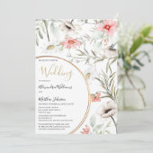 Botanic pink mint gold geometric floral Wedding  招待状 (スタンド正面)