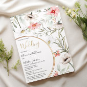 Botanic pink mint gold geometric floral Wedding  招待状