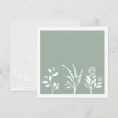 Botanic Serenade Sage Green Silhouettes Minimalist ノートカード (正面/裏面)