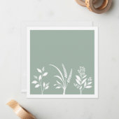 Botanic Serenade Sage Green Silhouettes Minimalist ノートカード (正面/裏面インサイチュ)