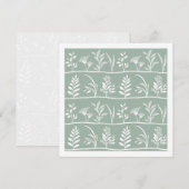 Botanic Serenade Soft Sage Minimalist Silhouettes ノートカード (正面/裏面)
