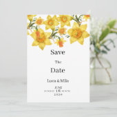 Botanic Spring Golden Daffodil Flora Save the Date 招待状 (スタンド正面)