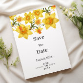 Botanic Spring Golden Daffodil Flora Save the Date 招待状