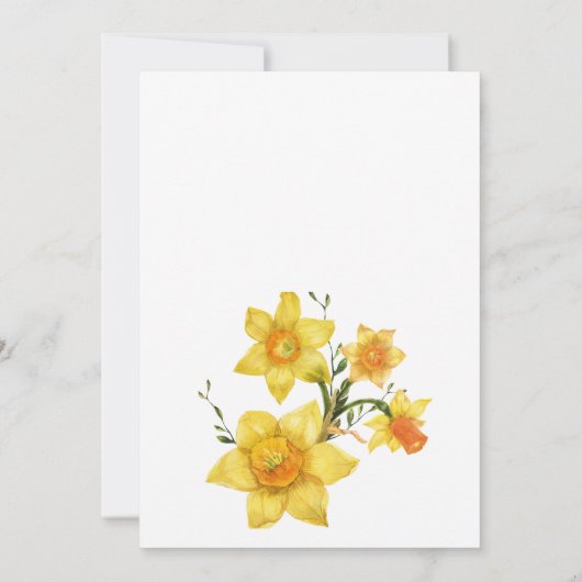 Botanic Spring Golden Daffodil Flowers RSVP 招待状 (裏面)