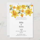 Botanic Spring Golden Daffodil Flowers Wedding  招待状 (正面)