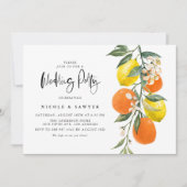  botanicalオレンジとレモンのガーランド ウェディングパーティー 招待状 (正面)