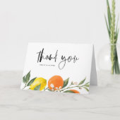 botanicalオレンジとレモンのサマーウェディング サンキューカード (正面)