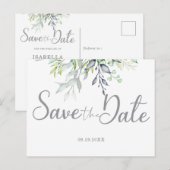 Botanical書道結婚式Save the Date 案内ポストカード (正面/裏面)