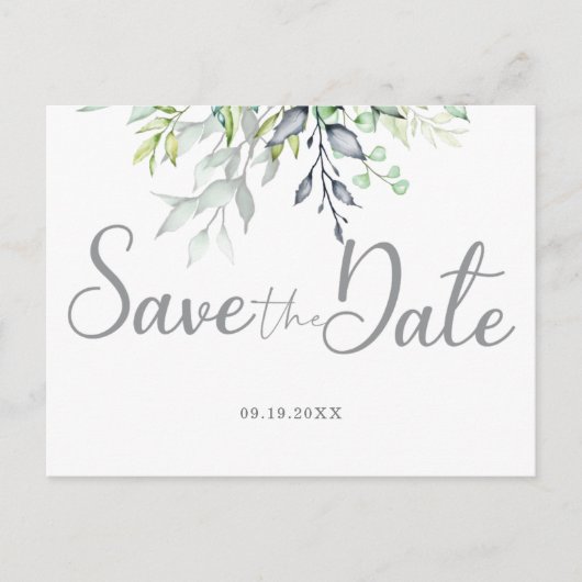 Botanical書道結婚式Save the Date 案内ポストカード (正面)