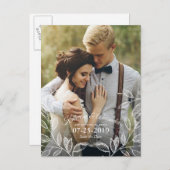 Botanical エレガント Wedding日付を保存 案内ポストカード (正面/裏面)