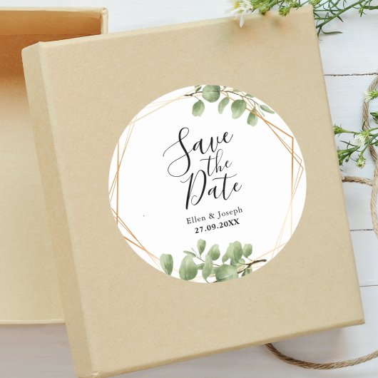 Botanical カラフル Leaf Wedding Save The Date ラウンドシール