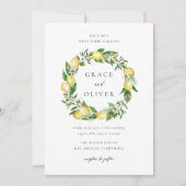  botanical レモンとグリーンリース 夏の結婚式 招待状 (正面)