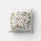 Botanical 2026 Typography with Flowering Vines  クッション (正面)