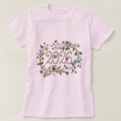 Botanical 2026 Typography with Flowering Vines  Tシャツ (デザイン正面)