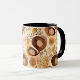 Botanical Abstract Coffee Mug – Soft Earth Colors マグカップ