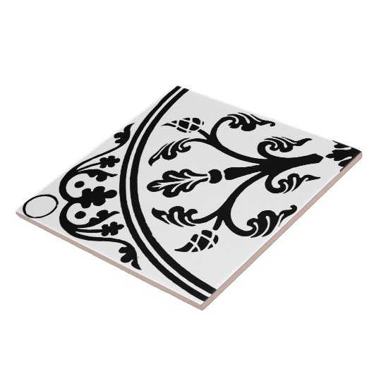 Botanical Abstract Large Print Black and White タイル (側面)