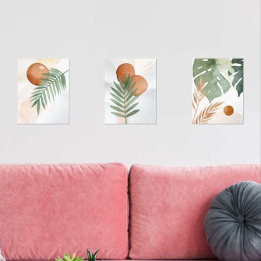 Botanical Abstract Set – Minimal Wall Art (リビング)