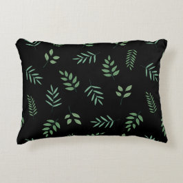 Botanical Accent Pillow – Leaf on Black Design アクセントクッション