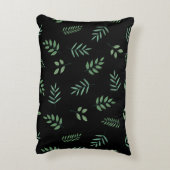 Botanical Accent Pillow – Leaf on Black Design アクセントクッション (裏面(縦))