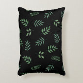 Botanical Accent Pillow – Leaf on Black Design アクセントクッション (正面(垂直))