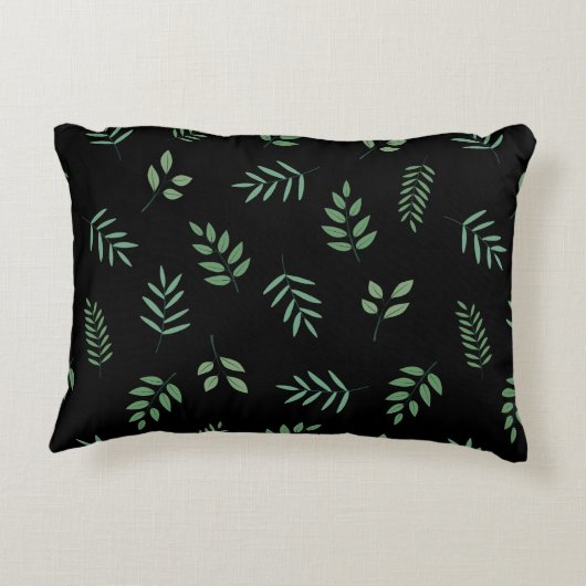 Botanical Accent Pillow – Leaf on Black Design アクセントクッション (裏面)