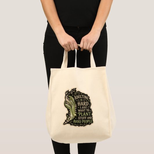 Botanical Aesthetic Green Embroidery tote bag  トートバッグ (正面(商品))